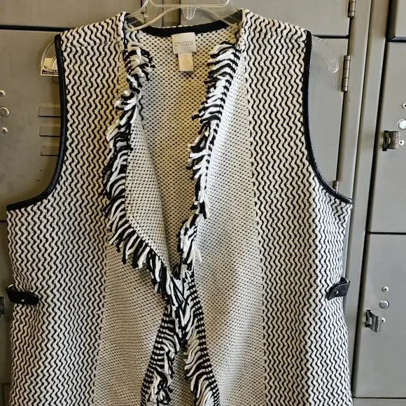 Chico's ladies wool blend long open front vest sweater - Chico's size 2 (large) - Picture 2 of 6